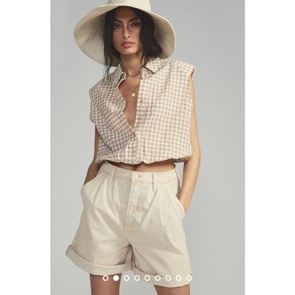 New Anthropologie x Maeve Gingham Sleeveless Buttondown Size L - Picture 2 of 11